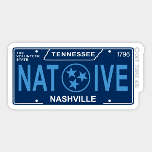 Nashville Native License Plate Sticker